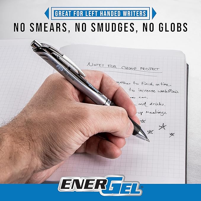 Pentel EnerGel RTX Liquid Gel Pens, Medium (0.7mm), Black Ink, 4-pk (BL77PF4A)