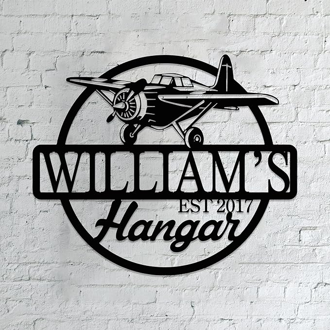 Personalized Metal Airplane Wall Art, Airplane Name Sign, Customized Pilot Name Sign, Airplane Hangar Sign Decor, Aviation Home Office Decor, Large Outdoor Decor, Pilot Gifts, Aircraft Lovers Gift