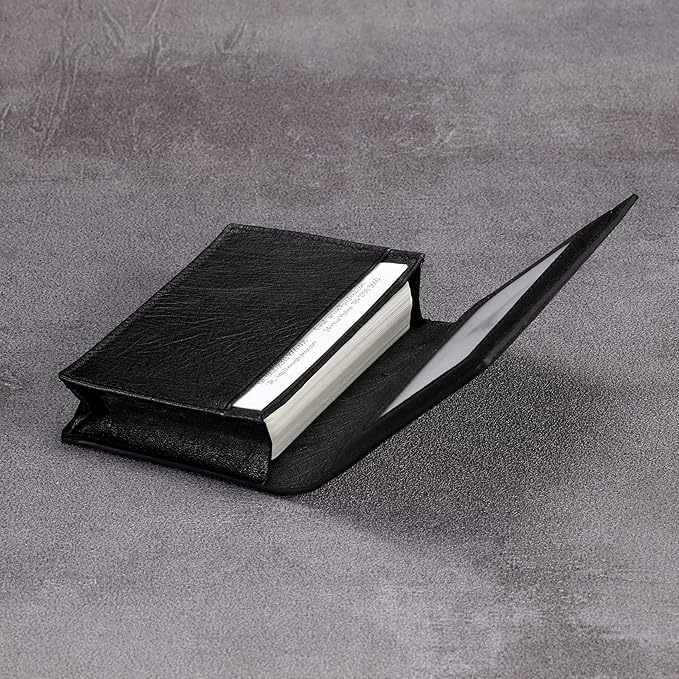 Leather Business Card Case Holder for Men & Women, Italian Calfskin