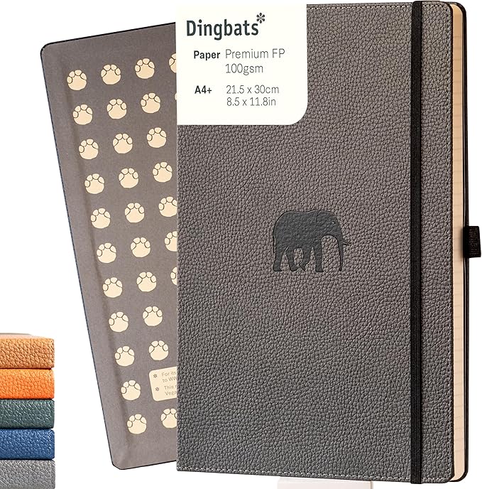 Dingbats* - Wildlife Lined Extra Large A4 Notebook - PU Leather Hardcover Journal for Work, Writing - Pocket, Elastic Closure, Pen Holder, Bookmark