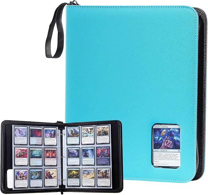 ProCase 900 Pockets Card Binder with Clear Window for Trading Cards, 9 Double Sided Pockets Cards Colletction Album Holder with Removable Sleeves for MTG, TCG, Sports Cards, Football Cards -Lightblue