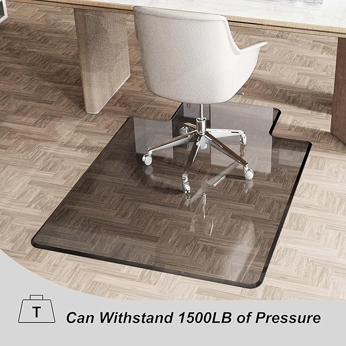 MESAILUP Beveled Edge Irregular Office Chair Mat with Lip for Carpet or Hardwood Floor Crystal Grey 48" x 60" for a Smooth Glide and Easy Roll On/Off, Heavy Duty and Non-Slip Floor Chair Mat with Lip