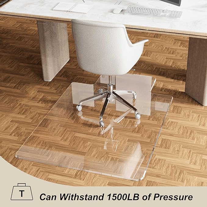 MESAILUP Beveled Edge Irregular Office Chair Mat with Lip for Carpet or Hardwood Floor Crystal Clear 48" x 60" Smooth Glide and Easy Roll On/Off, Heavy Duty and Non-Slip Pad Floor Chair Mat with Lip