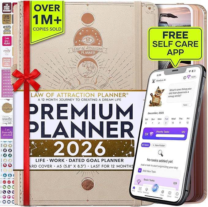 Law of Attraction Planner 2026 Deluxe with Productivity App | Weekly & Monthly Goal-Setting Planner, Life & Gratitude Journal | Include Foldable Vision Board, Gift Box & Stickers