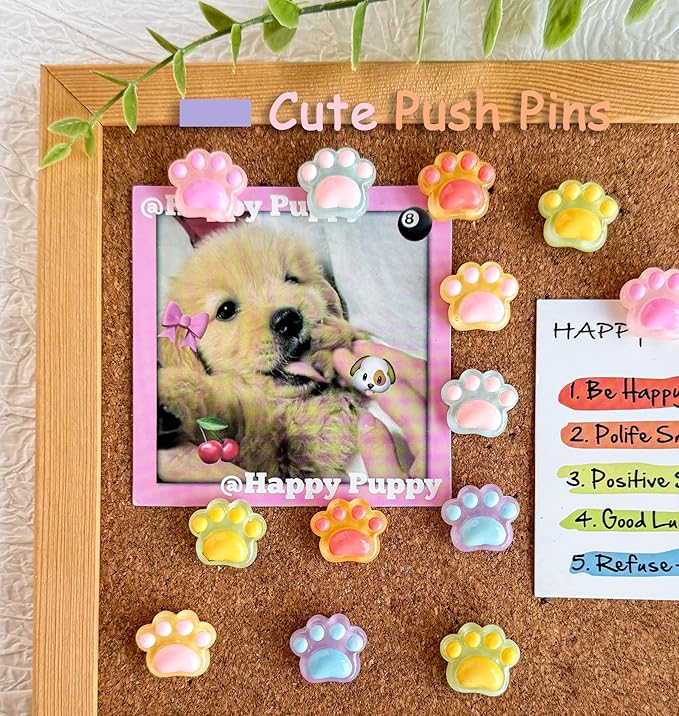 30 pcs Cat Paw Push Pins, Cute Animal Decorative Thumbtacks,Cartoon Drawing Pins for Cork Board,Photo Wall,Memo Paper,Menu Maps,Home and Office Decor,Class or Cubicle Decor