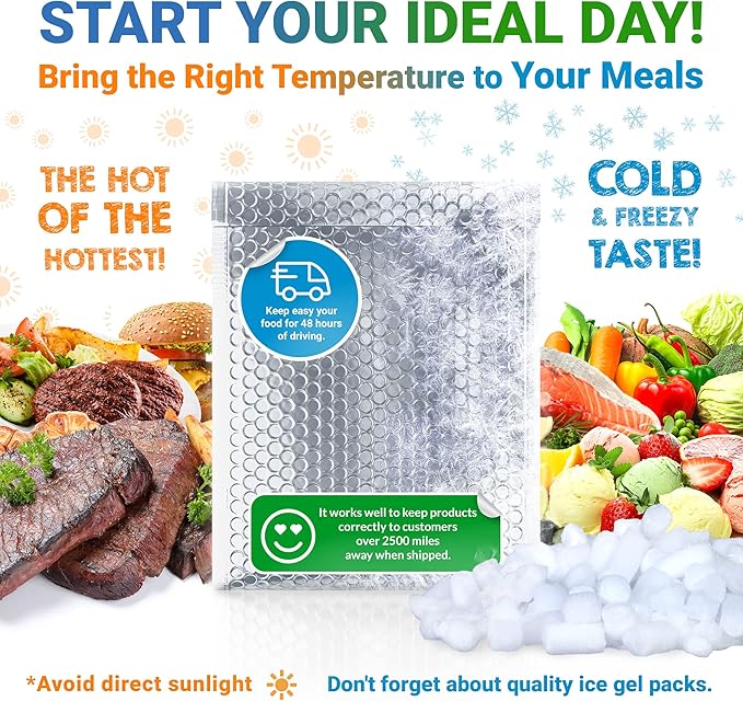 Amiff Silver Thermal Bubble Mailer, 12 x 17 Inches. 50 Pack Metallic Bubble Mailers. Self-Seal Insulated Mailers for Cold Shipping. Padded Envelopes Waterproof. Thermal Bag for Food, Cosmetics