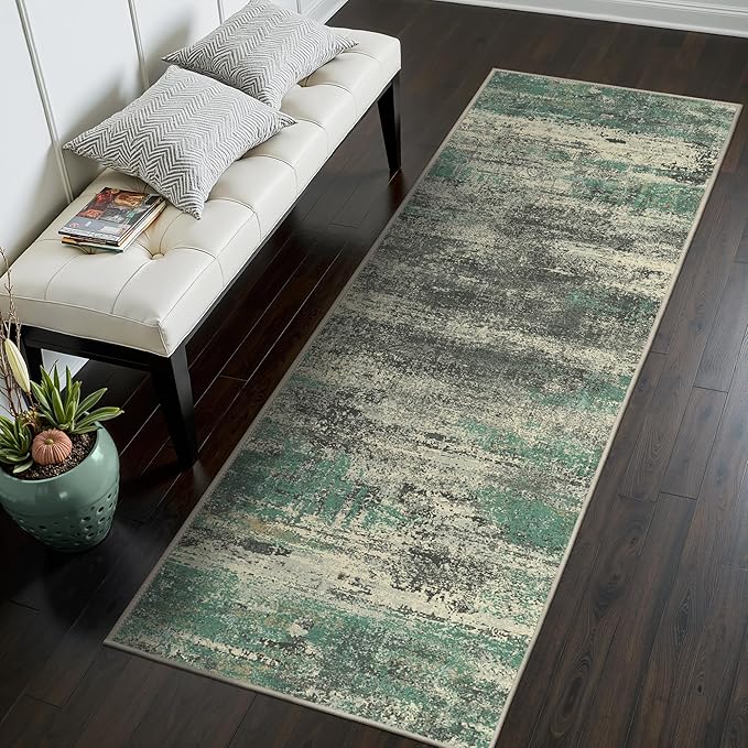GENIMO Runners for Hallways, 2x6 Washable Runner Rug Non-Slip, Long Runner Rugs with Rubber Backing, Low Pile Lightweight Rugs for Kitchen, Bedroom, Bathroom, Entryway, Sage Green