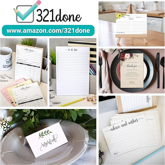 321Done Meal Planning Notepad - Made in USA - Large Letter Size (8.5x11) Weekly Menu Planner Tear-Off Simple Shopping List Meals Groceries Grocery List Memo Pad - Perforated Sunday Start