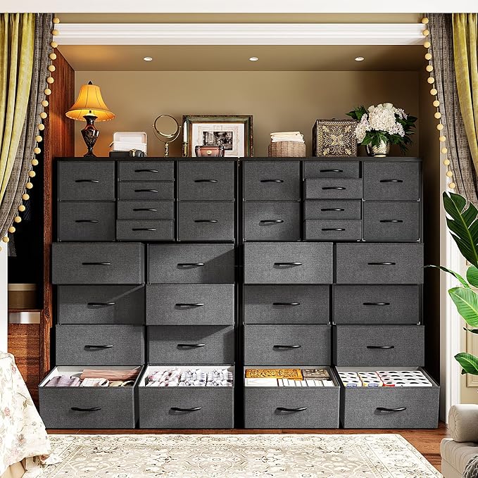 Romorgniz 57“H Dresser for Bedroom with Drawers,Fabric Dressers & Chests of Drawers for Bedroom,Large Dresser, Sturdy Metal Frame & Wood Top,Entryway, Hallway(Grey)