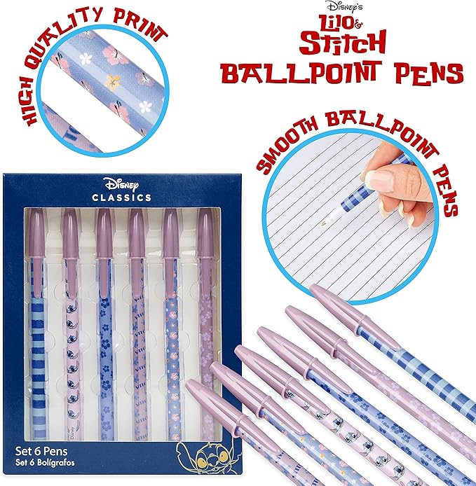 Disney Stitch Stationery Supplies Set Notebook Pencil Case & Ballpoint Pens or Notepad Coloring Pencils & Accessories for Home or Office