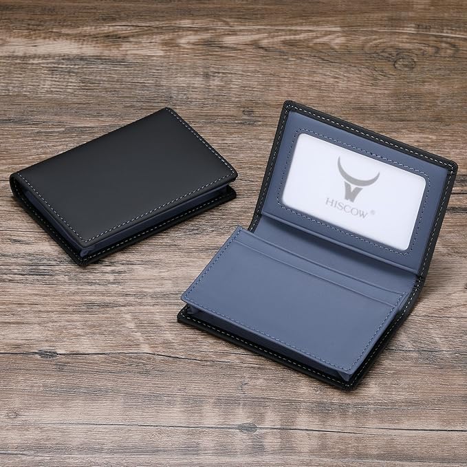 Leather Business Card Case Holder for Men & Women, Italian Calfskin