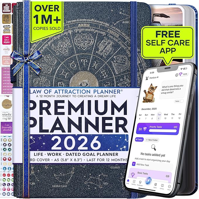 Law of Attraction Planner 2026 Deluxe with Productivity App | Weekly & Monthly Goal-Setting Planner, Life & Gratitude Journal | Include Foldable Vision Board, Gift Box & Stickers