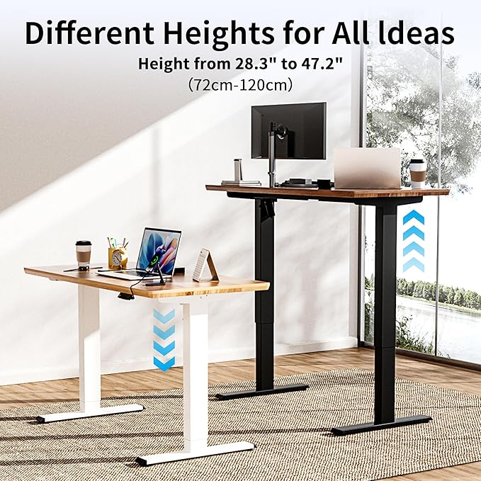 BIZUM Electric Standing Desk Frame, Height Adjustable Sit Stand Desk Base with Memory Preset Button, USB Port for Home Office, Black Frame Only