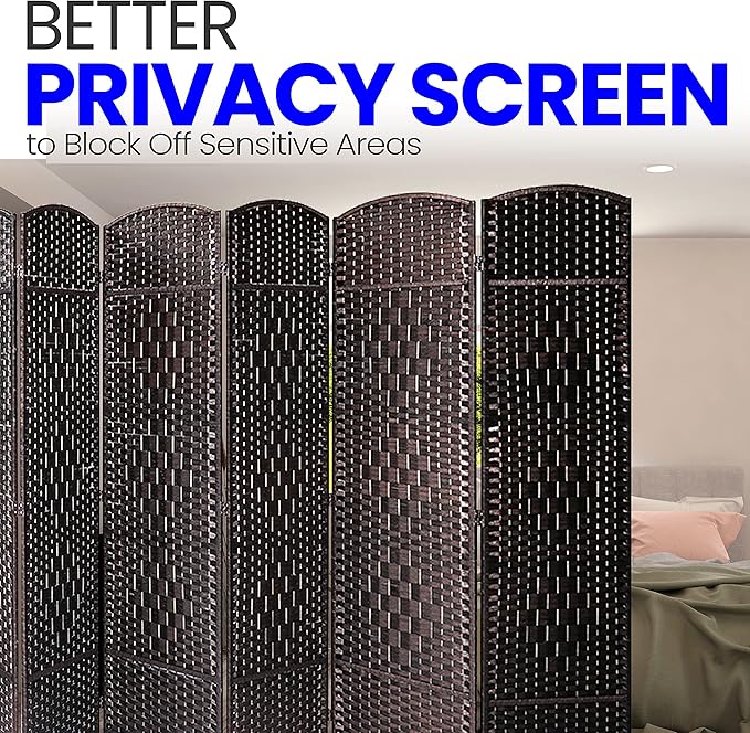 8 Panel Folding Privacy Screen 12ft Wide, 6ft Tall Partition Room Divider Portable Office Walls Dividers, Black
