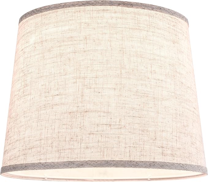 GO&SO Large Oatmeal Linen Drum Lamp Shade - 14"x16"x11" (Spider) - Farmhouse Style Replacement for Table, Floor & Bedside Lamps - Handcrafted Natural Linen Fabric - Easy Assembly