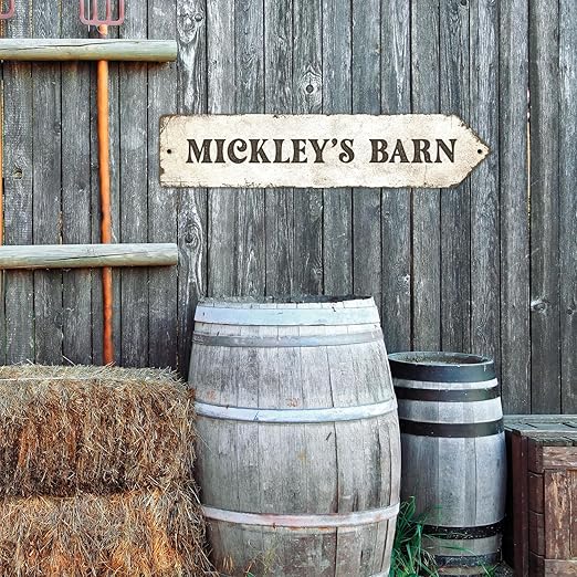 Rustic Custom Sign, Personalized Right Directional Metal Composite Street Sign for Indoor and Outdoor Use 4x18 Inches, ACM Made in the USA