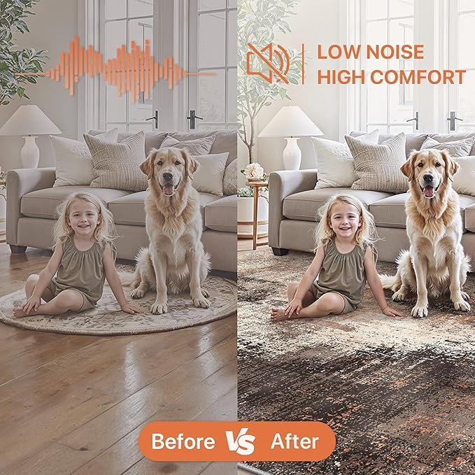 GENIMO Washable Area Rugs for Living Room, 10x14 Vintage Non Slip Rugs, Low Pile Lightweight Soft Print Rug for Bedroom, Dining Room, Home Office, Brown Orange