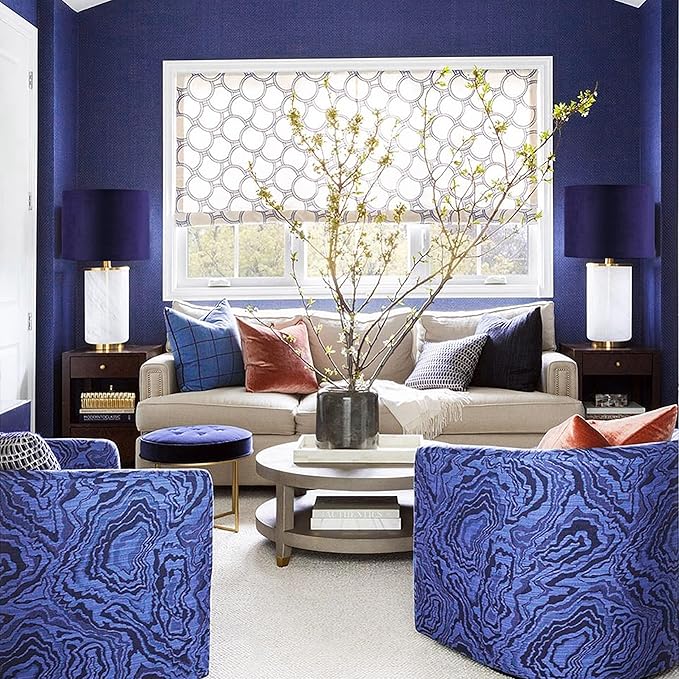 GO&SO Dark Blue Velvet Drum Lamp Shade Set of 2 Medium 13" Top x 13" Bottom x 10" High(Spider) Modern Lamp Shades for Table Lamps & Bedside Lamp Replacement Lampshade Required Assembly