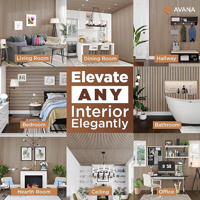 Avana Acoustic Wood Wall Panels – 94.4 X 12.6 Inch White Oak Acoustic Panels 4 PCs – Wall Panels For Interior Wall Decor For Homes, Offices, Studios – Sturdy And Durable Wood Panels For Wall