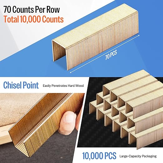 meite 16 Gauge 1-Inch Wide Crown Staples 1'' Leg, Galvanized P-Type Heavy Duty Construction Staples for Stapler Gun - Roofing Flooring Fencing House-Wrap, Strong Holding & Tear-Resistance, 10,000 PCS