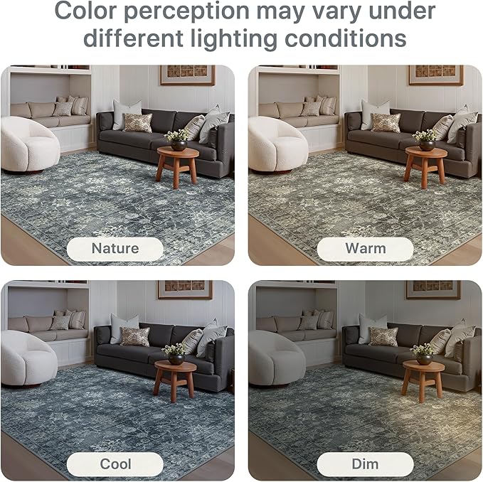 GENIMO Runner Rug 2x6 Non Slip Machine Washable Vintage Hallway Runner Rug, Low Pile Lightweight Rugs for Entryway, Hallway, Kitchen and Corridor, Ashen Taupe