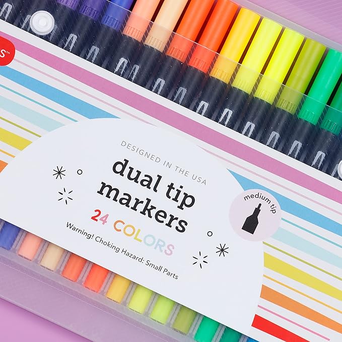 Incraftables Dual Tip Markers (24 Colors) – Adult Coloring, Brush Tip & Fine Tip Markers for Adult Coloring Books, No Bleed Dual Brush Pens