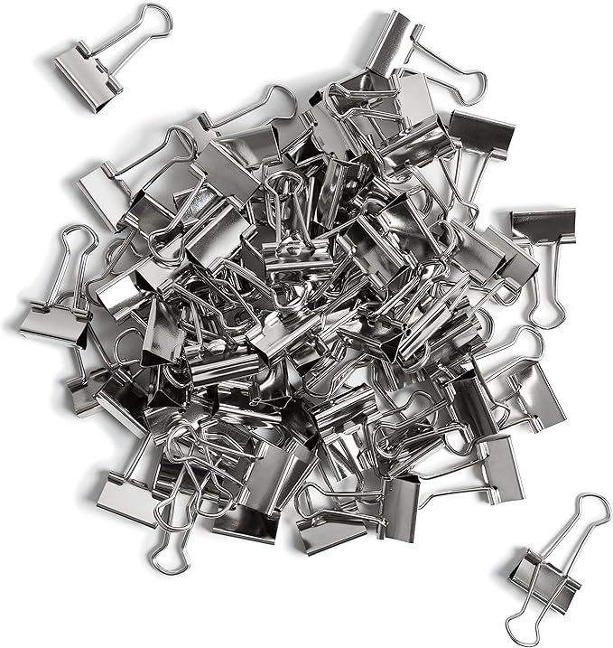 U Brands Small Binder Clips, Metallic Silver, Office Organization Supplies, 19mm, 72 Count