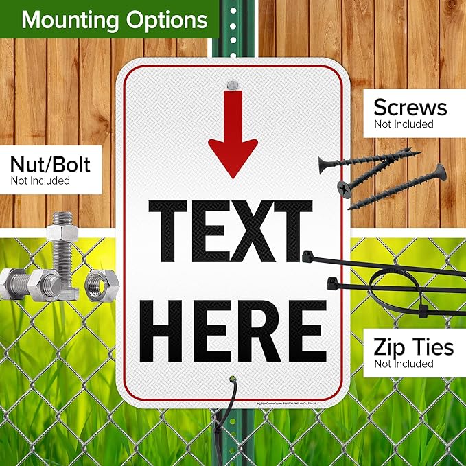 Custom Arrow,Custom Directional Sign, Arrow Down Sign, 12x18 Inches, 3M EGP Reflective, Rust Free .063 Aluminum, Fade Resistant, Made in USA by My Sign Center