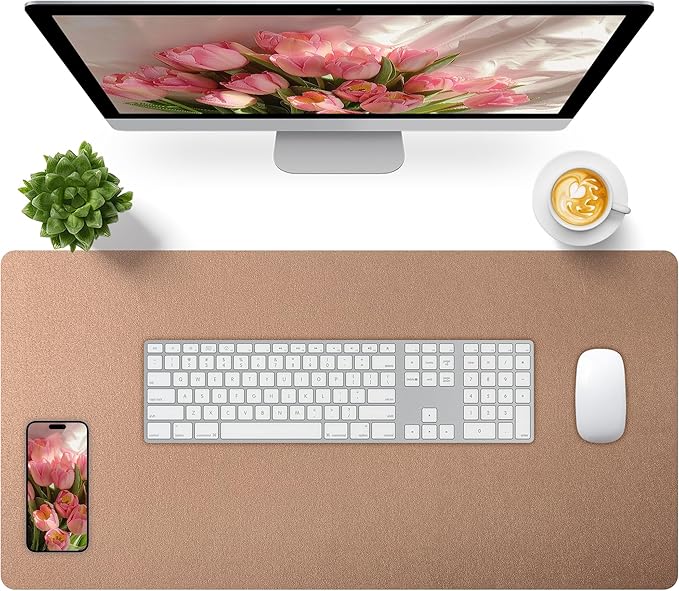 Bloss Gold Desk Mat 31.5x15.7 Inches, Desk Matt for Desktop, Waterproof Large Desk Pad, Computer Mat for Office/Home/Decor/Christmas Desk Mat