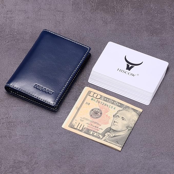 Leather Business Card Case Holder for Men & Women, Italian Calfskin