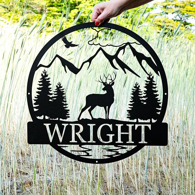 Custom Deer Outdoor Cabin Sign | Mountain Decor | Hunting Gift for Men | Outdoor for Men | Custom Deer Name Sign | Buck Deer Hunter Gift | Deer Name Sign | Fathers Day Gift | Gift for Him | Cabin Sign