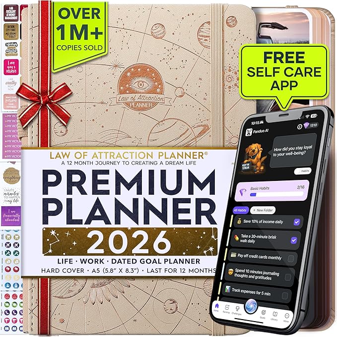 Law of Attraction Planner 2026 Deluxe with Productivity App | Weekly & Monthly Goal-Setting Planner, Life & Gratitude Journal | Include Foldable Vision Board, Gift Box & Stickers
