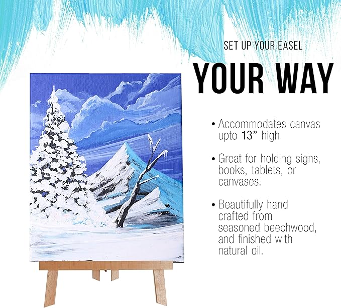 U.S. Art Supply 14" Medium Tabletop Display Easel - Beechwood Artist A-Frame Display Stand, Wooden Easel for Painting, Canvas Stand, (Pack of 1) Classrooms Events Photo Picture Sign Holder