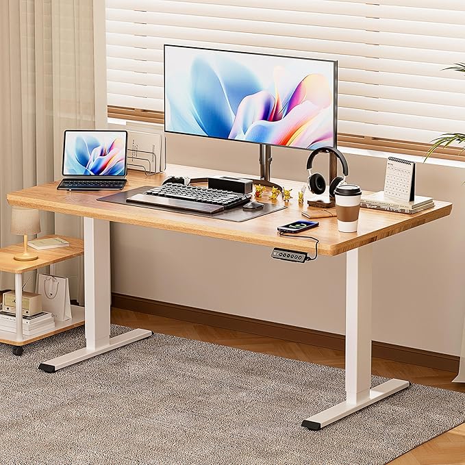 BIZUM Standing Desk Frame Dual Motor, Standing Desk Legs Up to 47.2", Computer Memory Desk Adjustable Table Legs with USB Ports for Home and Office, White Frame Only