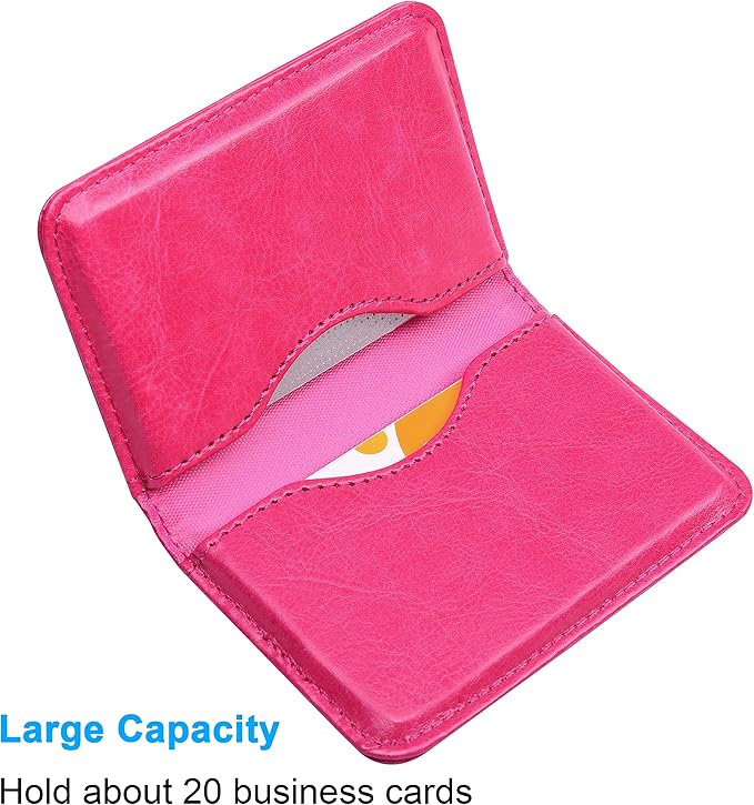 Wisdompro Business Card Holder, 2-Sided PU Leather Folio Name Card Holder Wallet Case with Magnetic Shut for Men and Women, Ultra Slim and Thin