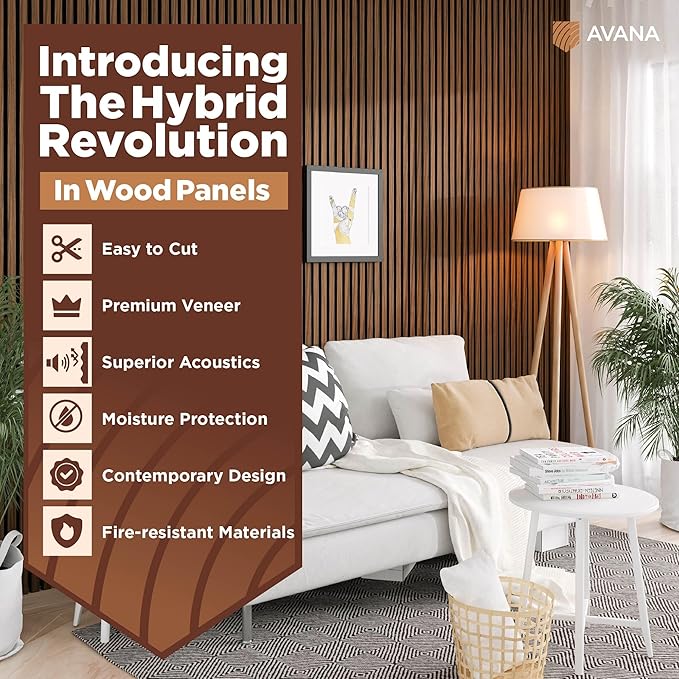 Avana Acoustic Wood Wall Panels – 94.4 X 12.6 Inch Walnut Acoustic Panels 1 PC – Wall Panels For Interior Wall Decor For Homes, Offices, Studios – Sturdy And Durable Wood Panels For Wall