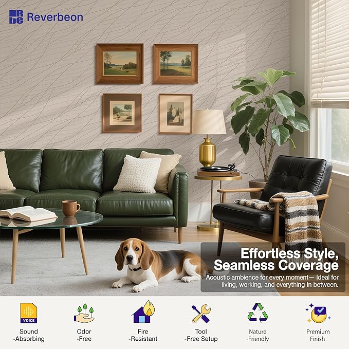 Reverbeon 6 PCS Acoustic Panels, 23.6x23.6 Inch Sound Absorbing Panels, Decorative Acoustic Wall Panels for Recording and Home Studio, Office with Double-Sided Adhesive Tape