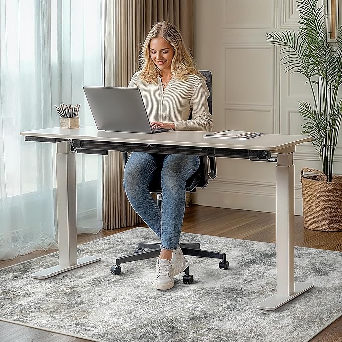 Office Chair Mat for Hardwood Tile Floor, Abstract 36"X 48" Desk Mats for Office Chair on Rolling Chairs Carpet, Desk Anti-Slip 1/5" Thick Rug for Computer Chair, Thin Low-Pile Floor Mat, Slate