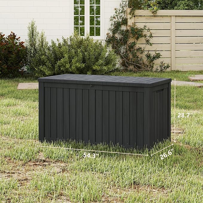 Yardgrace 180 Gallon Outdoor Storage Box Waterproof, Resin Deck Boxes with Lockable Lid & UV-Resistant for Patio, Pool, Garden Furniture Cushions & Accessories, Black