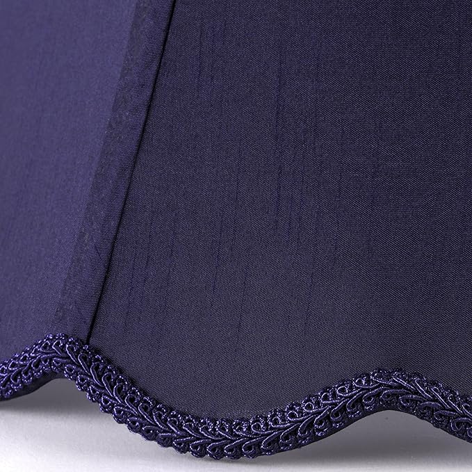 GOSO Medium Blue Scalloped Lamp Shade Set of 2, Replacement Braids with Petal Edges,6×13×9.8 Inch Spider Lamp Shade for Table Lamp,Floor Lamps Easy Assembly, Bell Shades for Living Room Art Decor