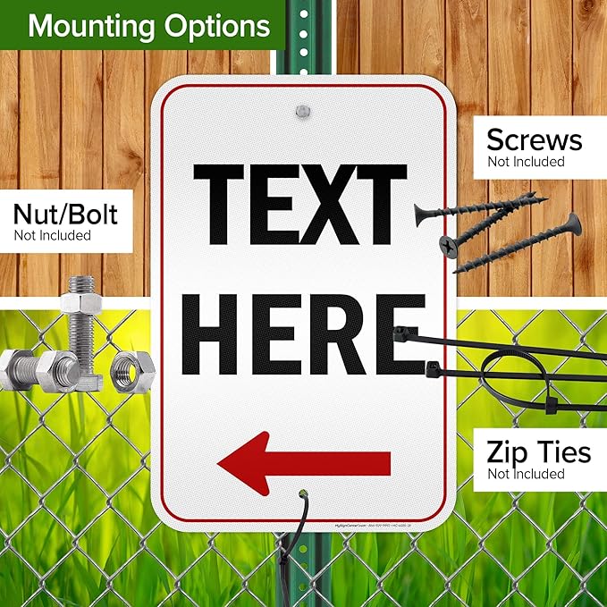 Custom Arrow,Custom Directional Sign, Left Arrow,12x18 Inches, 3M EGP Reflective, Rust Free .063 Aluminum, Fade Resistant, Made in USA by My Sign Center