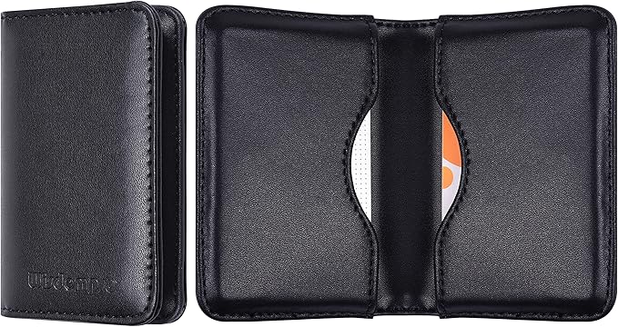Wisdompro Business Card Holder, 2-Sided PU Leather Folio Name Card Holder Wallet Case with Magnetic Shut for Men and Women, Ultra Slim and Thin