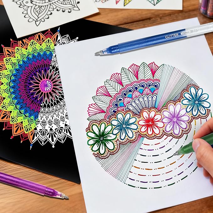 120 Color Gel Pens for Adult Coloring Books,1.0mm Bullet Tip Acrylic Gel Pens,Glitter Colored Gel Pens Set,Large Capacity Artist Maker Pens for Drawing Doodling Journaling, Art Supplies and DIY Crafts