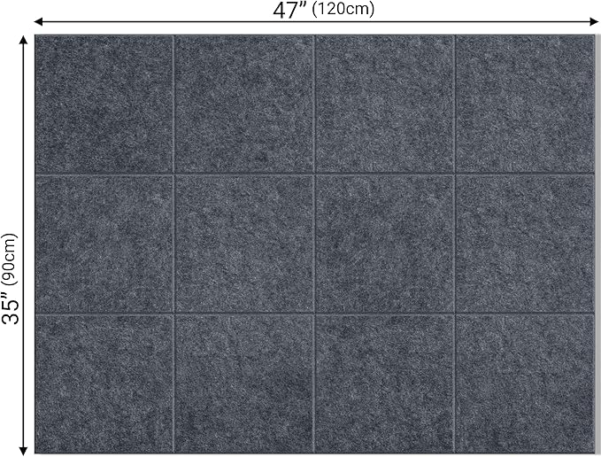AKTOP Cork Board Bulletin Board 47"x35", 12 Pack Removable Felt Cork Board Tiles for Wall, Large Corkboard Notice Pin Board for Office, School & Home, 48 Safe Adhesive Tabs, 20 Push Pins, Dark Grey