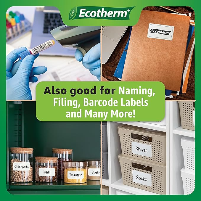2"x1" Thermal Labels for Rollo, Munbyn, Zebra, Godex, Arkscan, iDPRT, Offnova Printers and More - White Paper Stickers - Small Multipurpose Barcode Labels | 5600 Labels | 4 Rolls | by Ecotherm