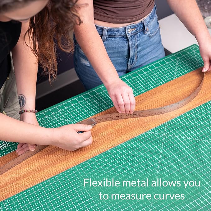 Breman Precision Metal Ruler 12 Inch Cork Back – Stainless Steel Straight Edge, Flexible Non-Slip Metal Ruler with Cork Backing – Imperial & Metric for Crafting, School, Workshop & Home Use