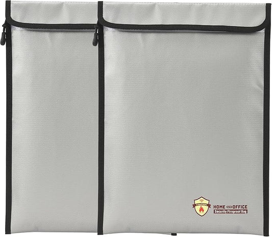 2 Pcs Fireproof Document Bag (15 x 11 inch), Waterproof Fireproof Money Bag for Cash with Zipper, Fire Safe Envelope Bag for Cash, Valuables, Legal Documents