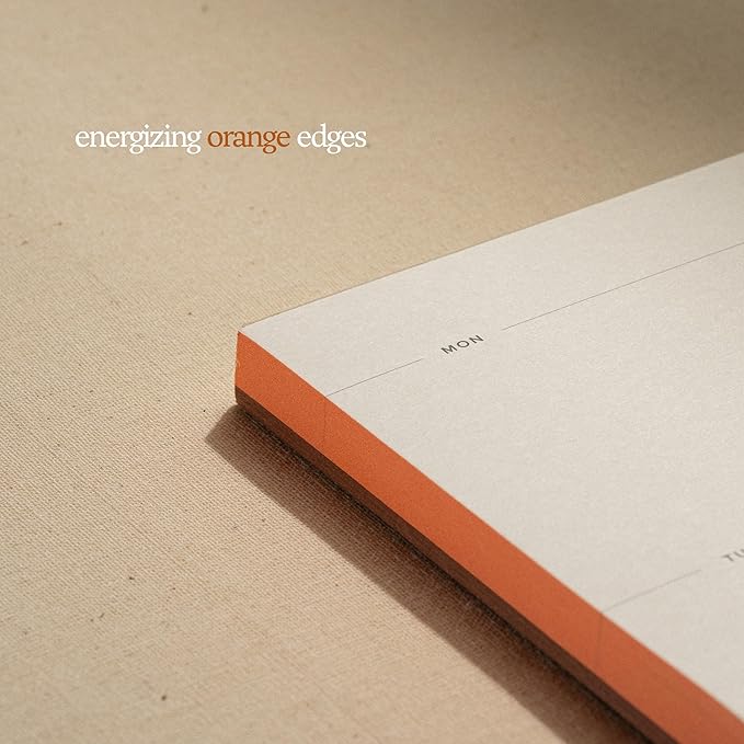 Weekly To-Do List Notepad – Desk Pad for Work and Study, Orange, 11.7x8.3 Inches