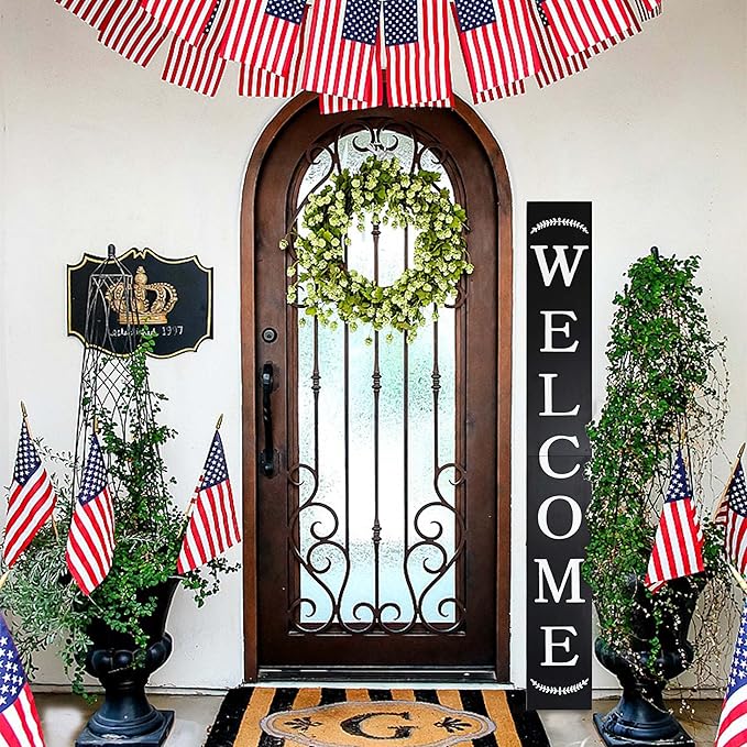Tall Outdoor Welcome Sign - 6ft Black Rustic Modern Farmhouse Decor for Front Door & Porch
