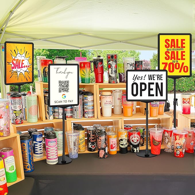 VAIIGO 6Pack Sign Stand for Display A4, Adjustable Poster Stand for Table Top & Floor, Floor Standing Sign Holder, Signage Stands for Business, Tradeshow, Store, Farm Display Stands
